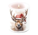 AMBIENTE Candle DEER WITH SANTA HAT