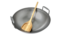 BGE Carbon steel grill wok with bamboo spatula for Large/XLarge EGG
