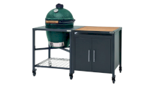 BGE LARGE grill with EGG frame and expansion cabinet