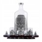 JAGERGLASS Set of vodka glasses on a wooden stand with a decanter