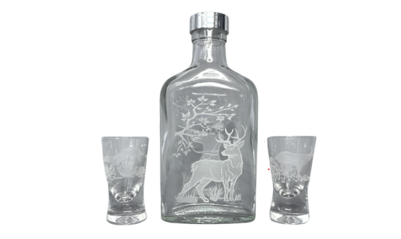 JAGERGLASS Set of vodka glasses with a flask