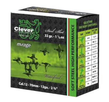 CLEVER Cartridges MIRAGE 12/70 Soft Steel 32g Nr.1-2-3-4